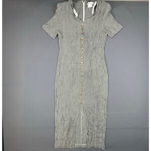 ALEXIS Gingham Button Midi Dress | Size 6 | USA Made Seersucker Cottagecore